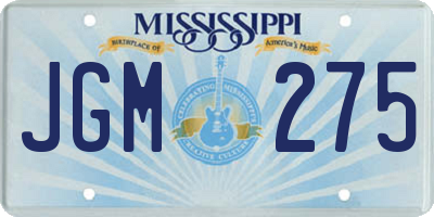 MS license plate JGM275