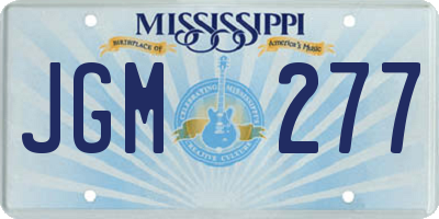 MS license plate JGM277