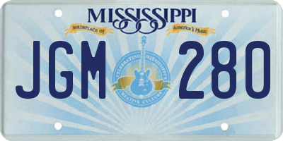 MS license plate JGM280