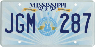 MS license plate JGM287