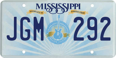 MS license plate JGM292