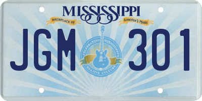 MS license plate JGM301