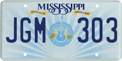 MS license plate JGM303