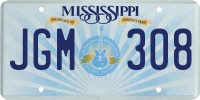 MS license plate JGM308