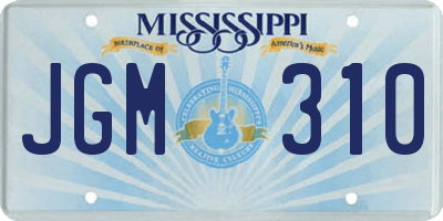 MS license plate JGM310