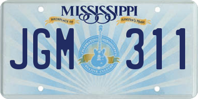 MS license plate JGM311