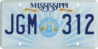 MS license plate JGM312