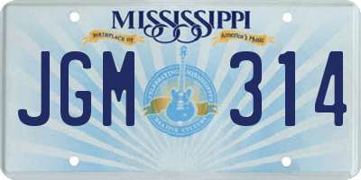 MS license plate JGM314