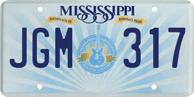 MS license plate JGM317