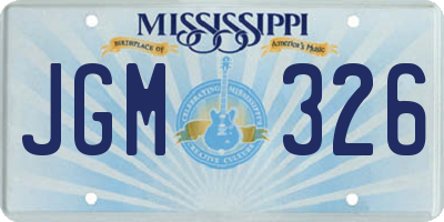MS license plate JGM326