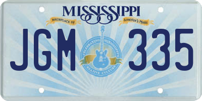 MS license plate JGM335