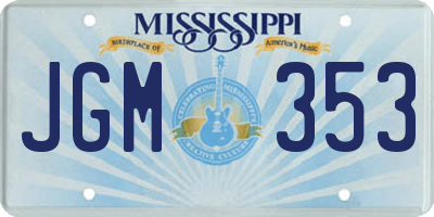 MS license plate JGM353