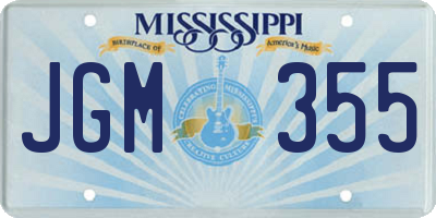 MS license plate JGM355