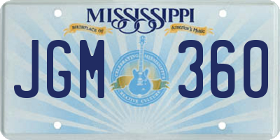 MS license plate JGM360