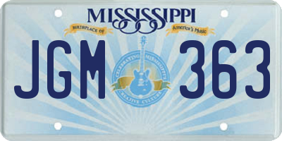MS license plate JGM363