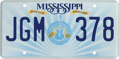 MS license plate JGM378