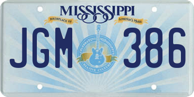 MS license plate JGM386