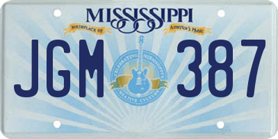 MS license plate JGM387