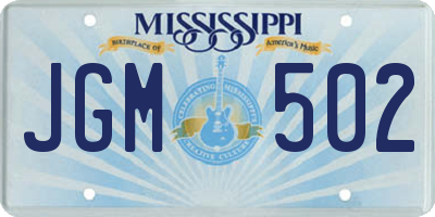 MS license plate JGM502