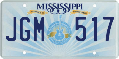 MS license plate JGM517