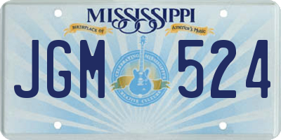 MS license plate JGM524