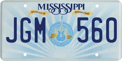MS license plate JGM560