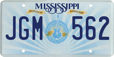 MS license plate JGM562