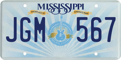 MS license plate JGM567