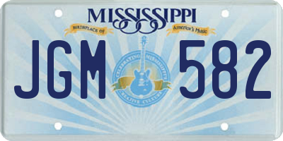 MS license plate JGM582