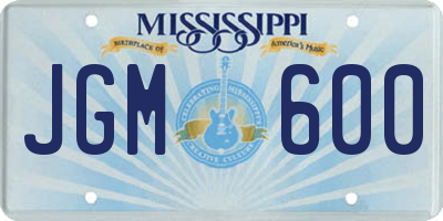 MS license plate JGM600