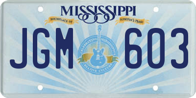 MS license plate JGM603