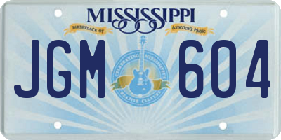 MS license plate JGM604