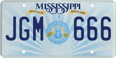 MS license plate JGM666
