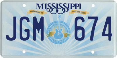 MS license plate JGM674