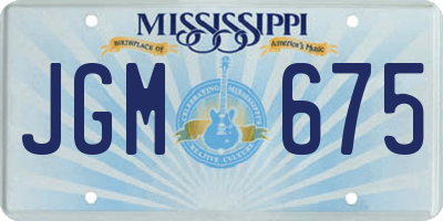 MS license plate JGM675