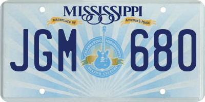 MS license plate JGM680