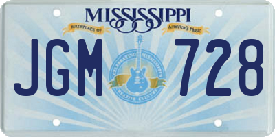 MS license plate JGM728