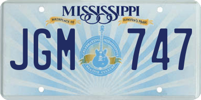 MS license plate JGM747