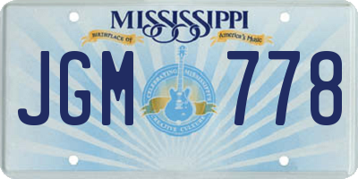 MS license plate JGM778
