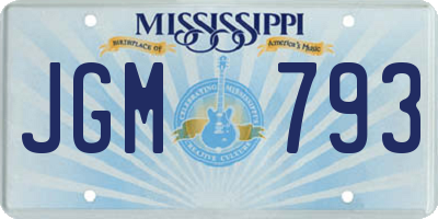MS license plate JGM793