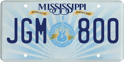 MS license plate JGM800