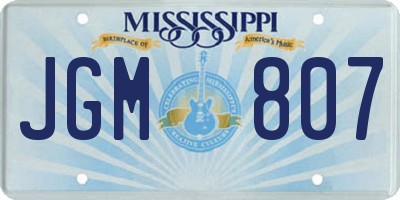 MS license plate JGM807