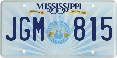 MS license plate JGM815