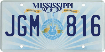 MS license plate JGM816