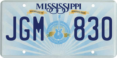 MS license plate JGM830