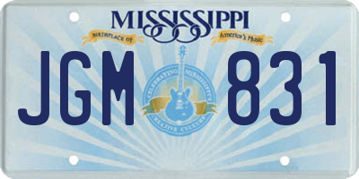 MS license plate JGM831