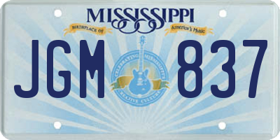 MS license plate JGM837