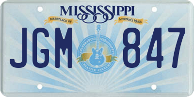 MS license plate JGM847