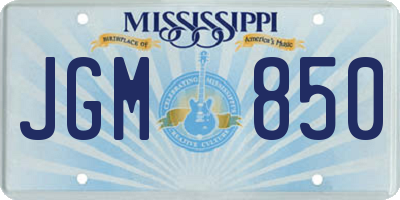 MS license plate JGM850