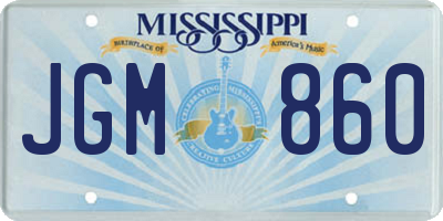 MS license plate JGM860